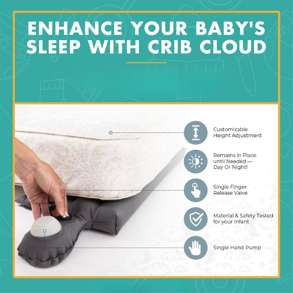 How inflatable crib wedge fits under mattress for baby congestion support